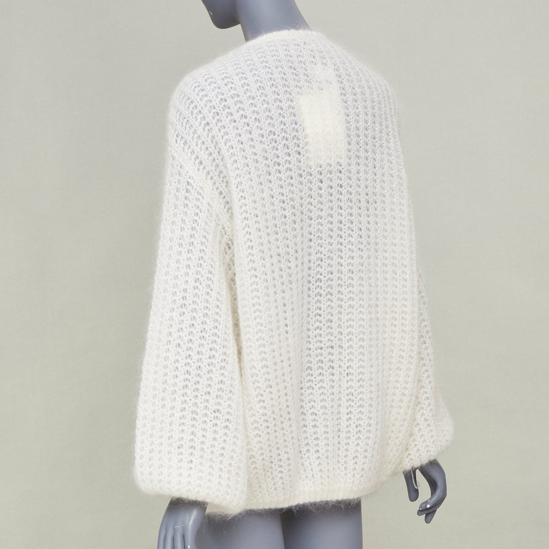 OTEME 2023 Puffed Cardigan off white loose mohair blend casual knitwear XXS
