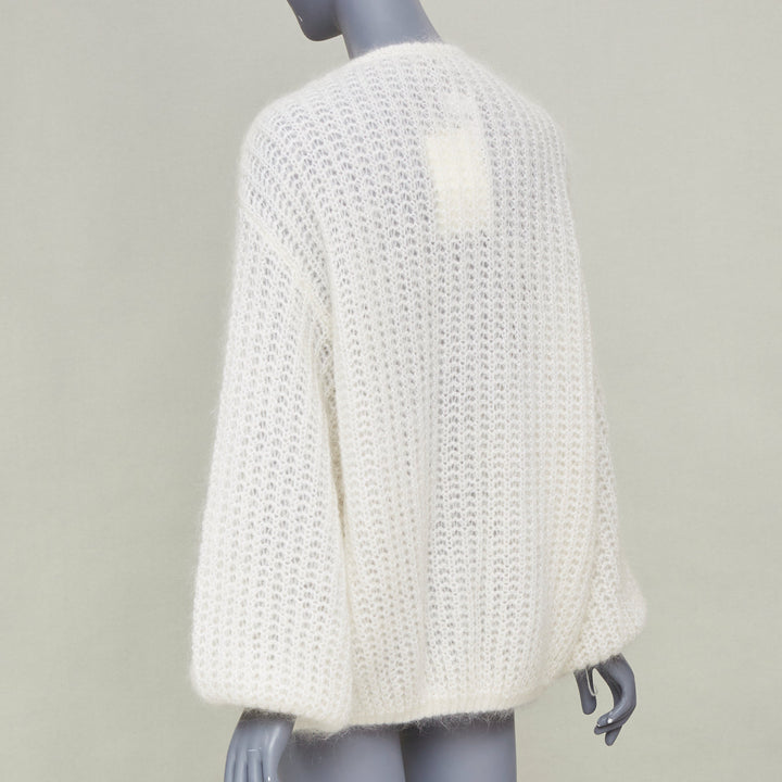 OTEME 2023 Puffed Cardigan off white loose mohair blend casual knitwear XXS