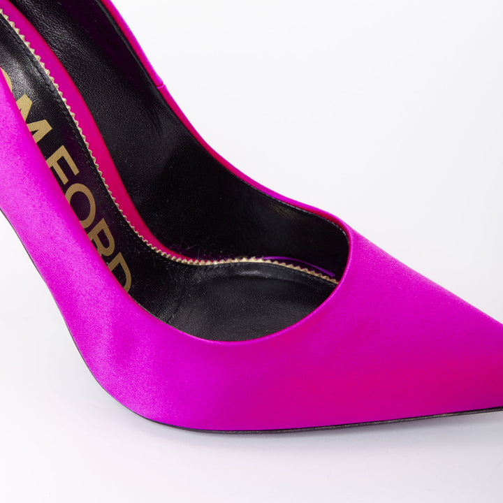 TOM FORD hot pink satin pointy front stiletto heeled pumps EU36.5