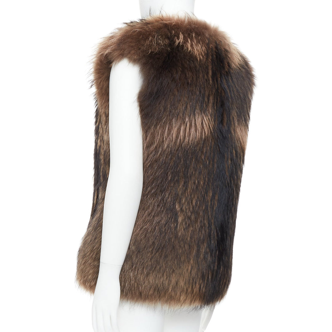 DAMIR DOMA brown genuine fur sleeveless vest coat M