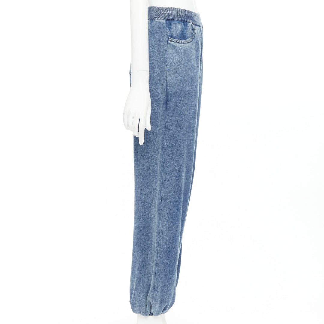 CHLOE blue white faded wash cotton blend relaxed jogger pants M