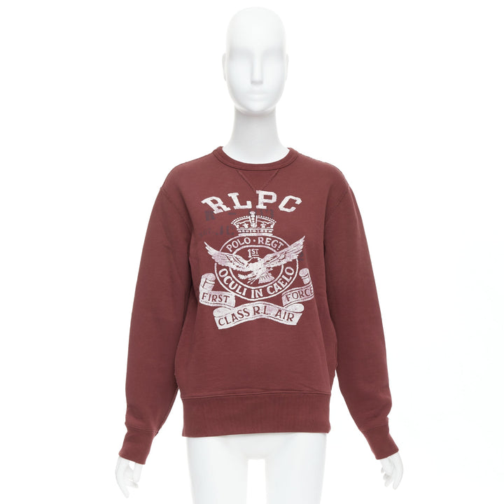 POLO RALPH LAUREN burgundy varsity cotton fleece sweatshirt XS