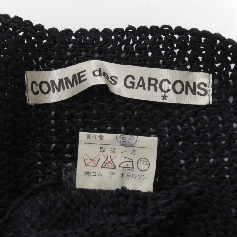 COMME DES GARCONS 1980's Vintage black coated deconstructed hem sweater M