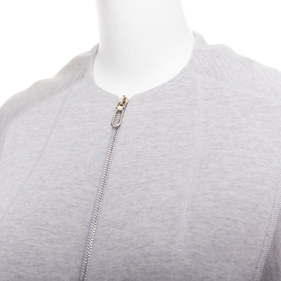 CHRISTIAN DIOR light grey virgin wool jersey cocoon half sleeve coat FR36 S