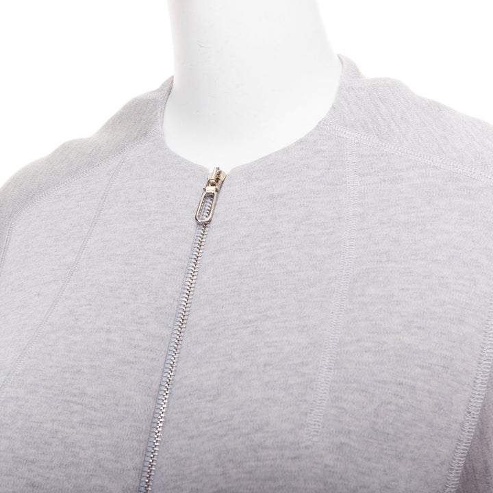 CHRISTIAN DIOR light grey virgin wool jersey cocoon half sleeve coat FR36 S