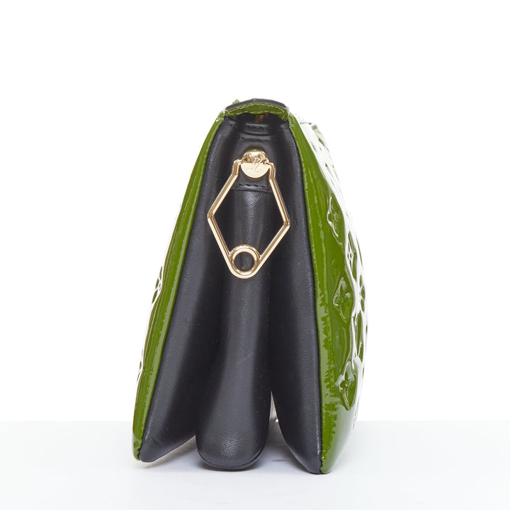 LOUIS VUITTON 2022 Coussin PM green patent monogram embossed trio crossbody bag