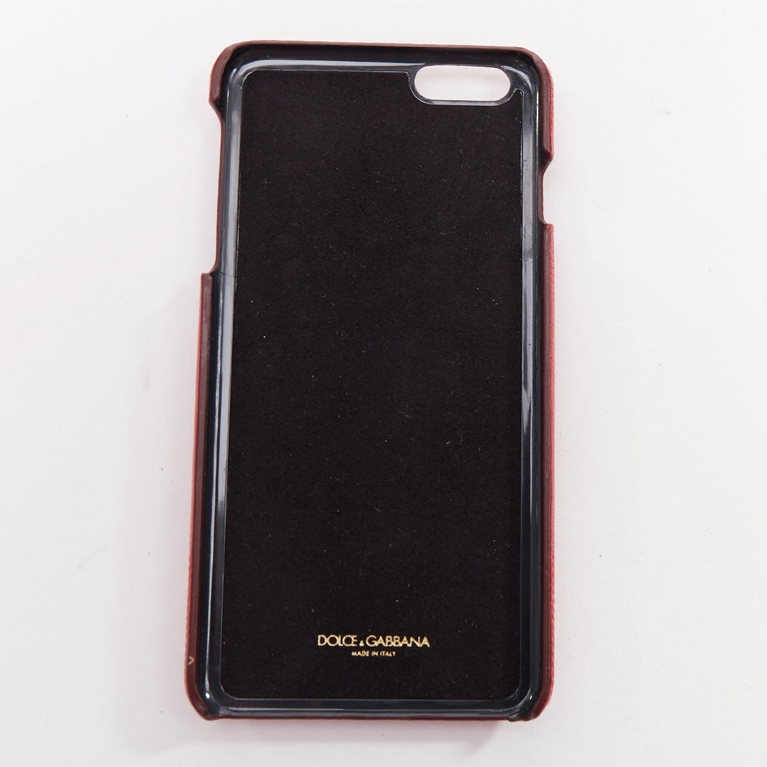 DOLCE GABBANA Iphone 6 red leather green yellow floral crystal cover case