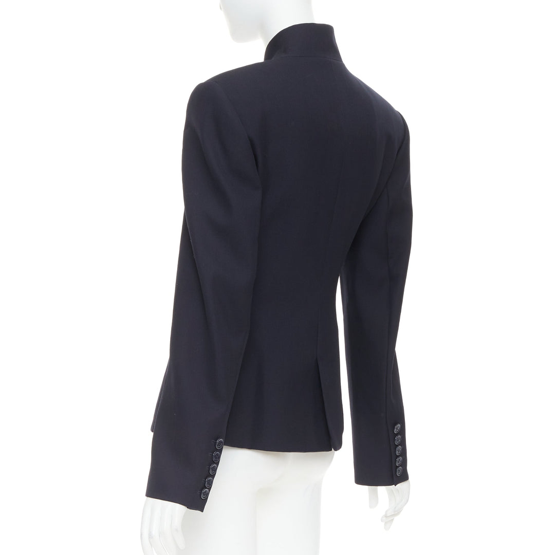 ALEXANDRE VAUTHIER COUTURE SS2025 Runway navy stand collar Power officer blazer