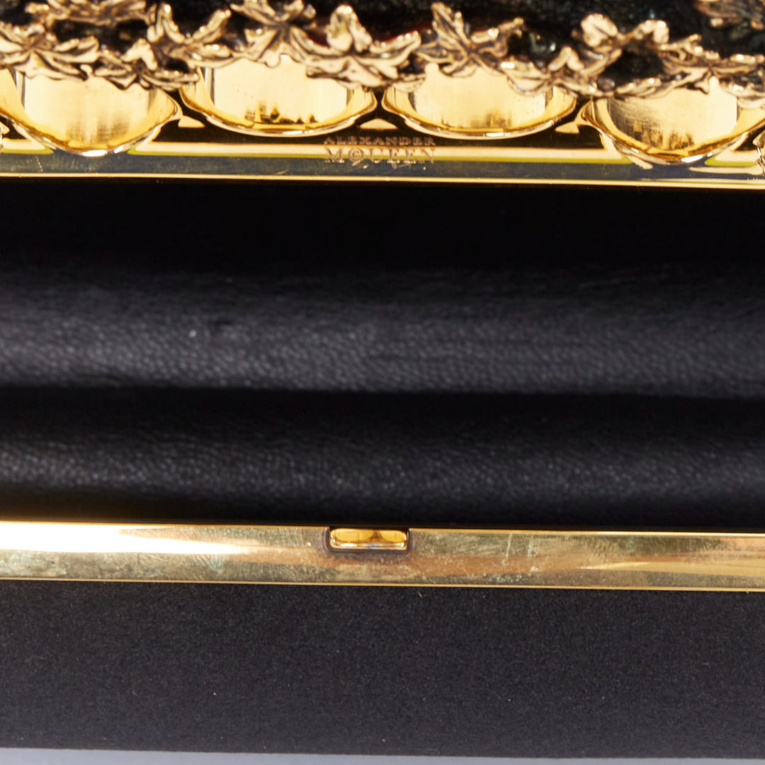 ALEXANDER MCQUEEN 2013 Stained Glass Crystal Crown Knuckle Box satin clutch