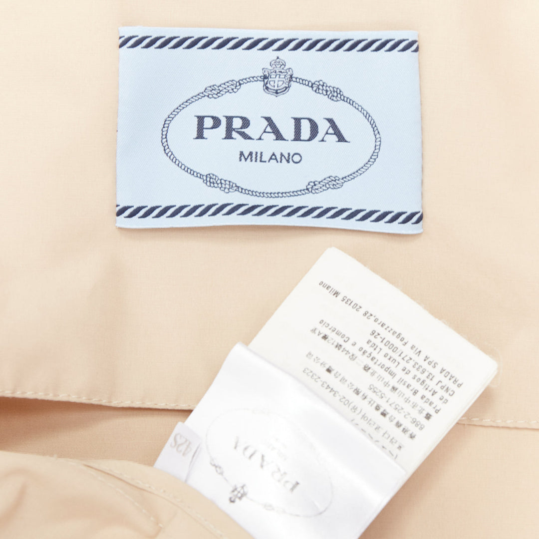 PRADA 2019 beige cotton black bow tie logo tape belted trench coat IT42 M