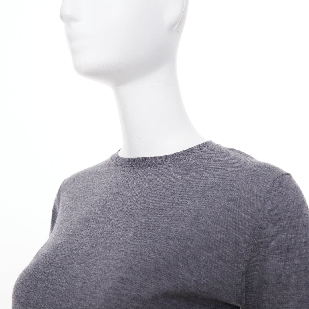 STELLA MCCARTNEY 2016 grey virgin wool fine knit crew sweater IT34 XXS
