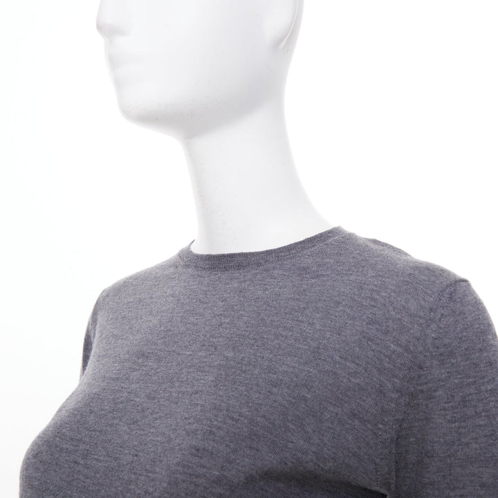 STELLA MCCARTNEY 2016 grey virgin wool fine knit crew sweater IT34 XXS