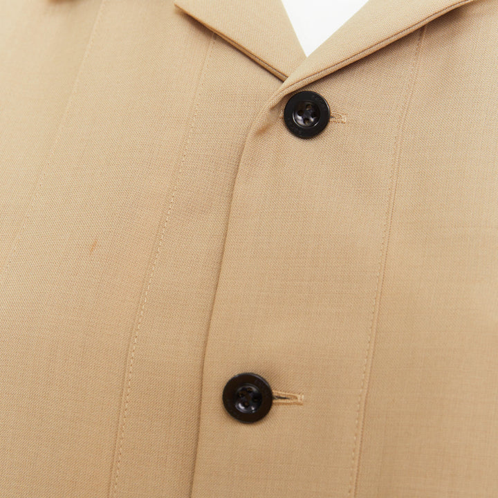 SACAI 2023 Runway khaki pleated pocketed short sleeve suiting boxy shirt JP1 S