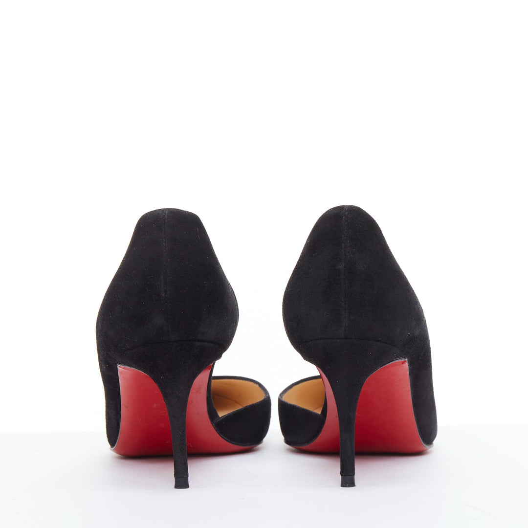 CHRISTIAN LOUBOUTIN Iriza 60 half dorsay black suede pumps EU34.5