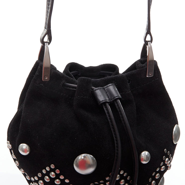 ISABEL MARANT Kylio black suede leather silver studded shoulder bag