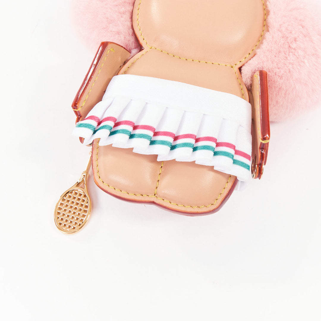 rare LOUIS VUITTON Vivienne Fashionista Tennis pink mink leather bag charm
