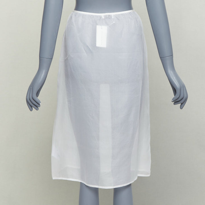 DRIES VAN NOTEN white 100% silk sheer high waisted knee skirt FR34 XS