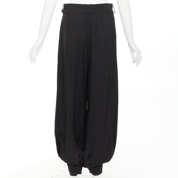 ALEXANDRE VAUTHIER COUTURE black pleated cuffed drop crotch barrel balloon pants