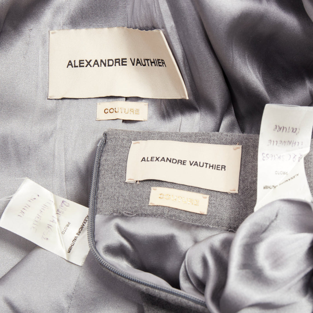 ALEXANDRE VAUTHIER COUTURE SS2022 Runway grey wasp waist padded hip jacket