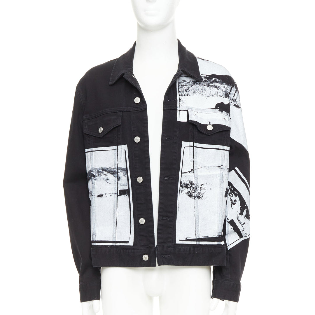 CALVIN KLEIN 205W39NYC Raf Simons Andy Warhol black pop art trucker jacket L