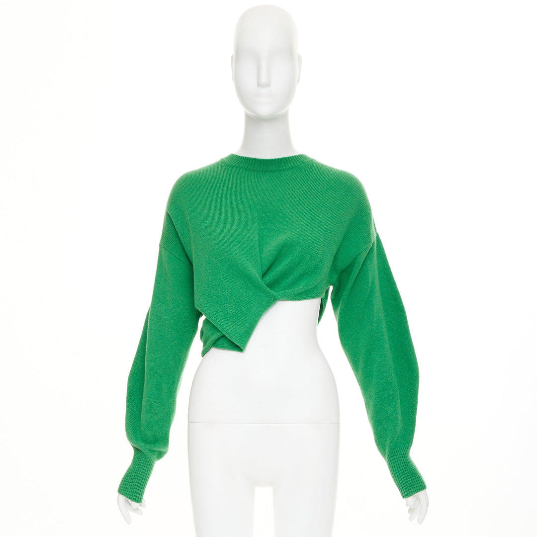 ALEXANDER MCQUEEN 2023 kelly green wool cashmere twisted curved sweater S