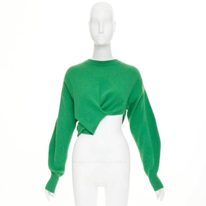 ALEXANDER MCQUEEN 2023 kelly green wool cashmere twisted curved sweater S