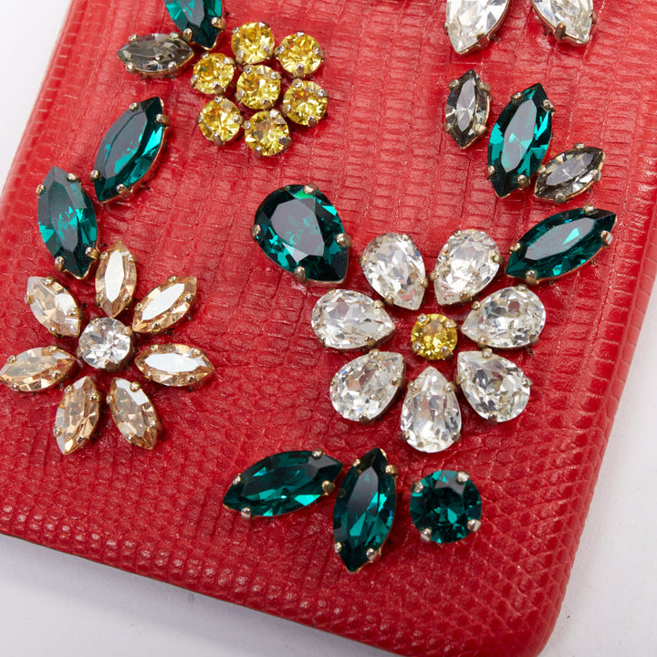 DOLCE GABBANA Iphone 6 red leather green yellow floral crystal cover case