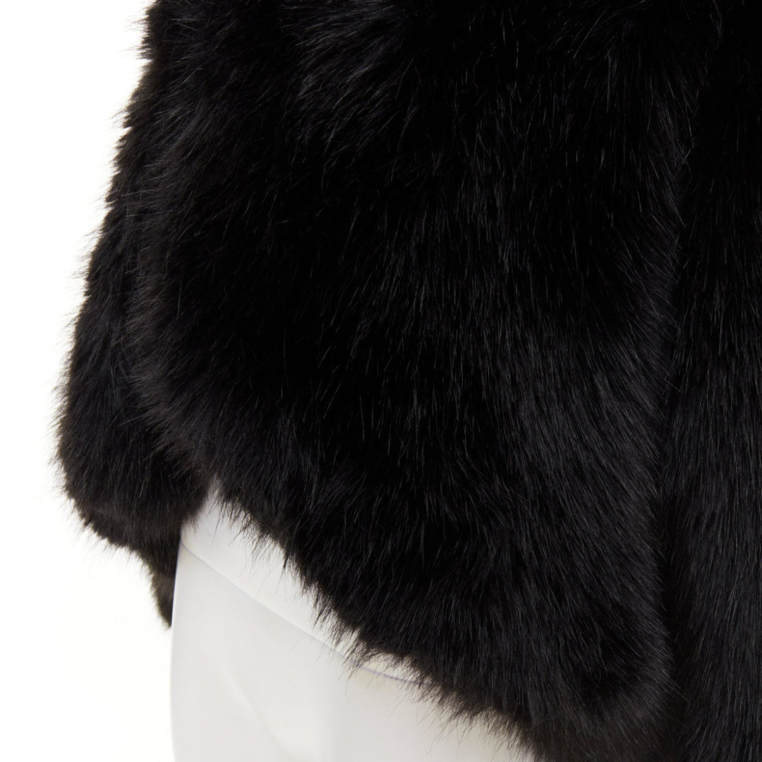 rare ALEXANDRE VAUTHIER COUTURE 2023 Runway black faux fur oversized cocoon coat