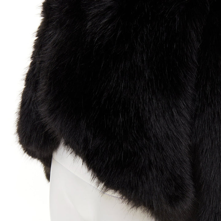 rare ALEXANDRE VAUTHIER COUTURE 2023 Runway black faux fur oversized cocoon coat