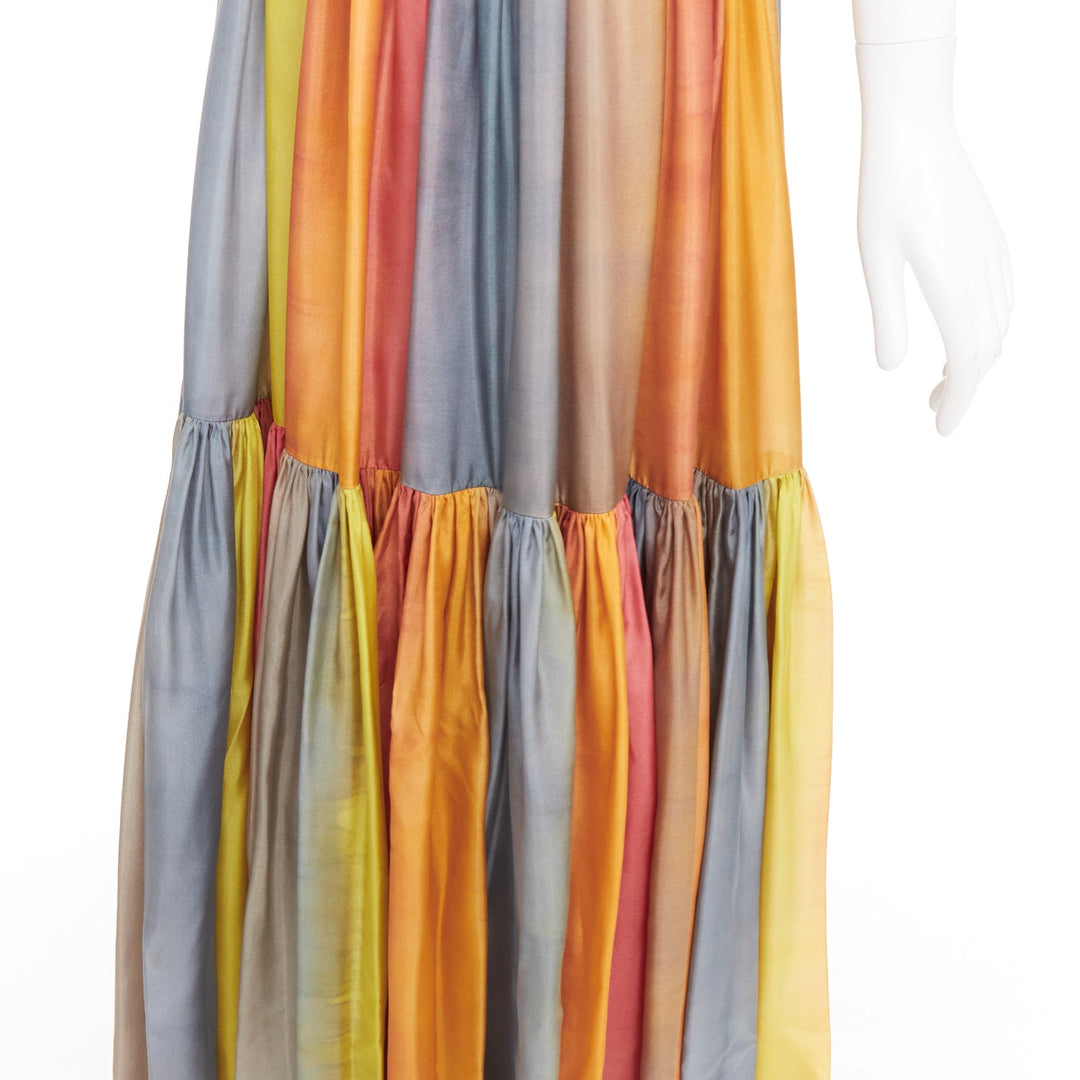 CHRISTIAN DIOR 2022 Runway Maria Grazia Chiuri rainbow silk tie dye dress FR38 M