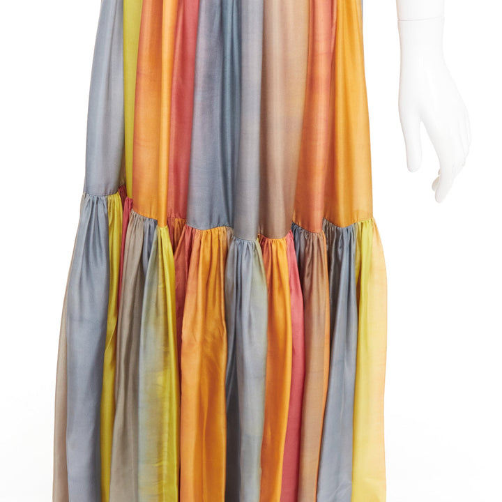 CHRISTIAN DIOR 2022 Runway Maria Grazia Chiuri rainbow silk tie dye dress FR38 M