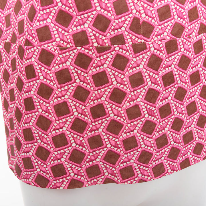 rare LOUIS VUITTON leather pink enlarged lattice lace print boxy top FR34 XS