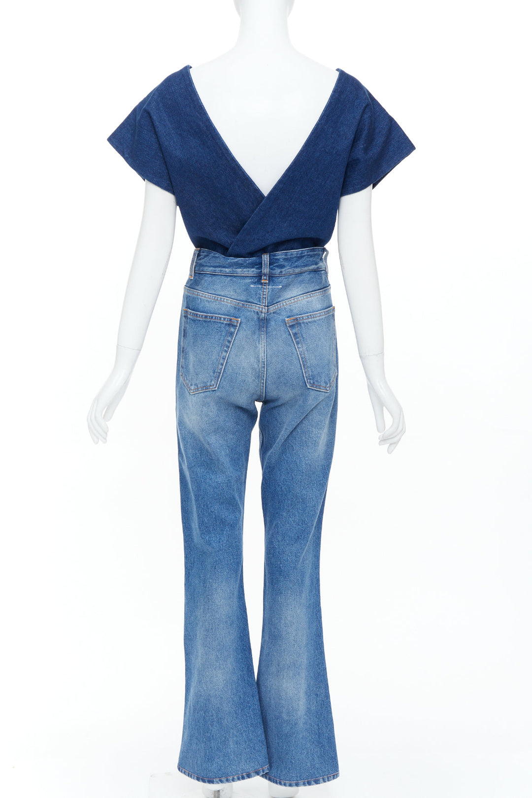 MM6 MAISON MARGIELA 2021 Runway Denim Salopette wrap flared jumpsuit IT40 S