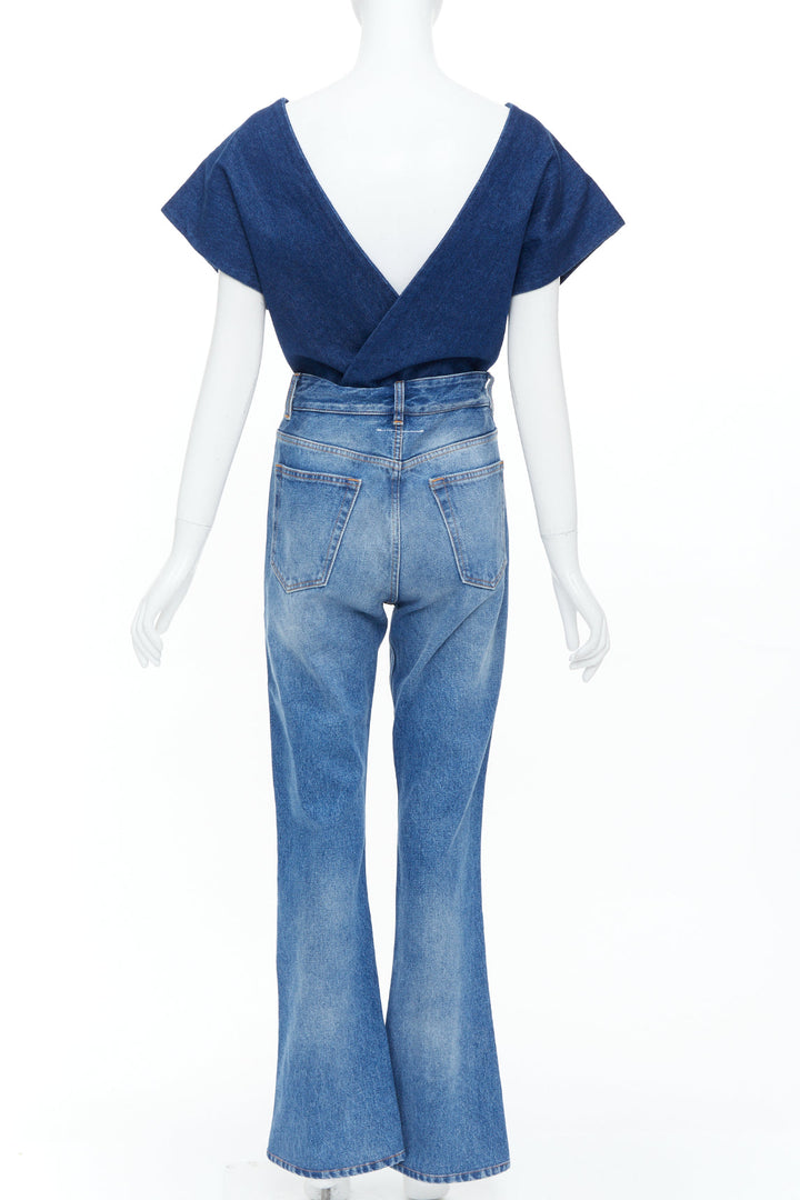 MM6 MAISON MARGIELA 2021 Runway Denim Salopette wrap flared jumpsuit IT40 S
