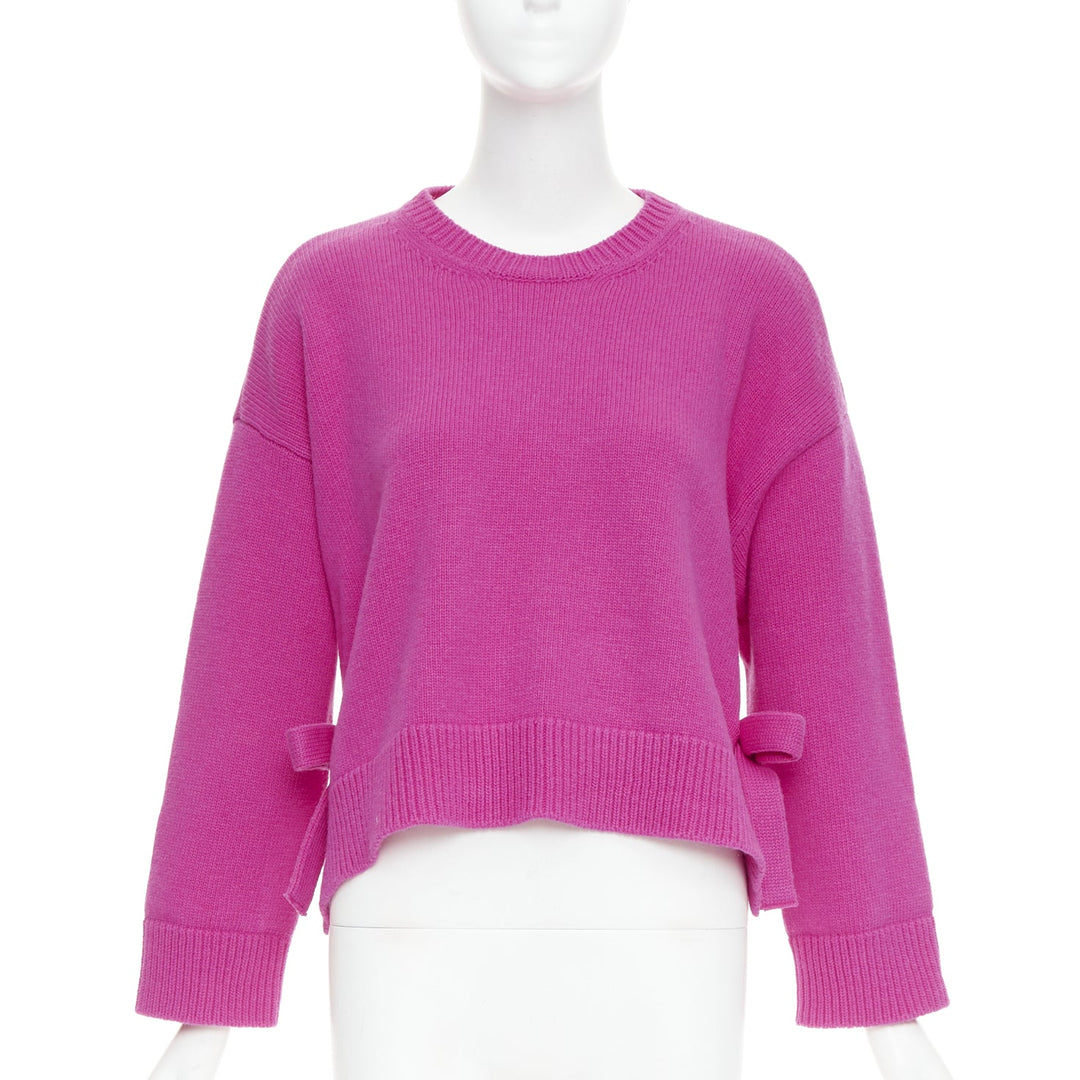 VALENTINO 2022 Pier Paolo Piccioli pink bow virgin wool boxy sweater XS