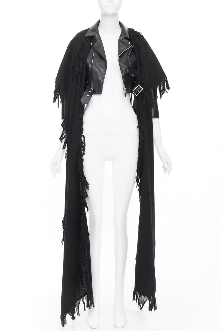 NOIR KEI NINOMIYA 2018 Runway Scarf faux leather crop avant garde biker jacket S
