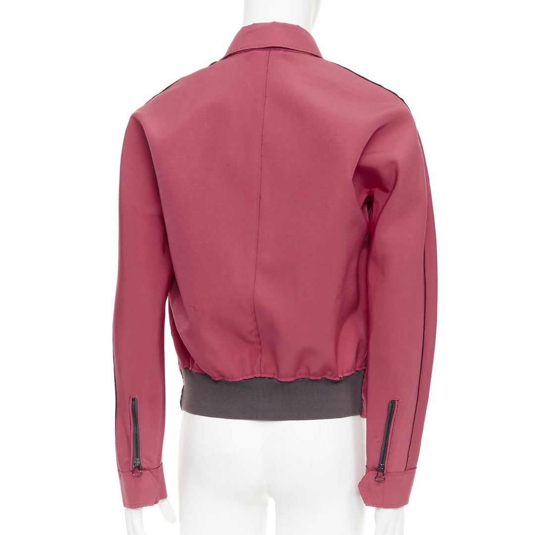 LANVIN red triacetate flap pocketed biker style bomber jacket FR46 S