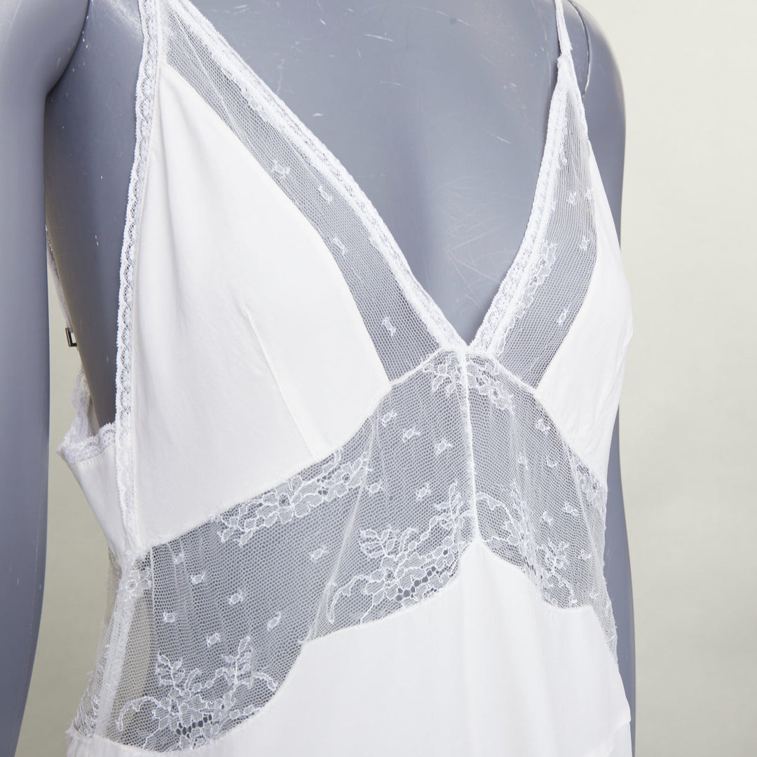 STELLA MCCARTNEY Vintage 2004 cream silk crepe lace panel cami tank top Sz.1 XS
