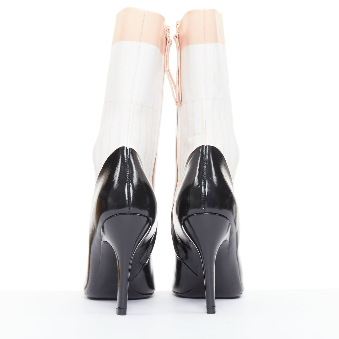 LOUIS VUITTON 2023 Runway Illusion white nude Trompe Loeil heel boots