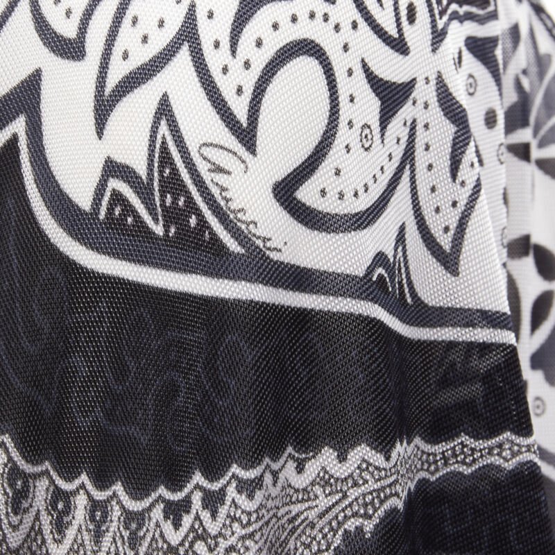 GUCCI Black white paisley print bohemian kimono sleeve blouse XS