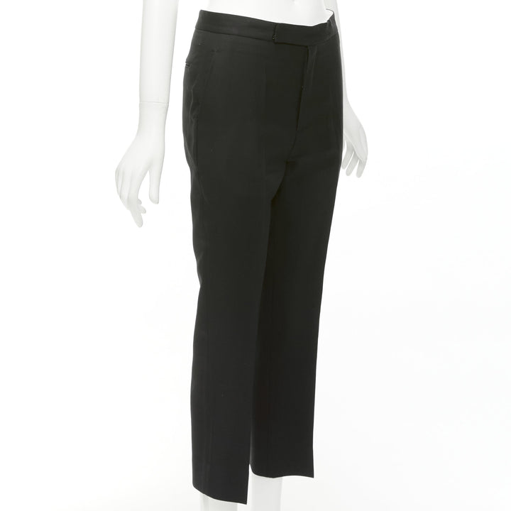 PORTS 1961 black wool silk cotton lined flared cropped trousers FR38 M