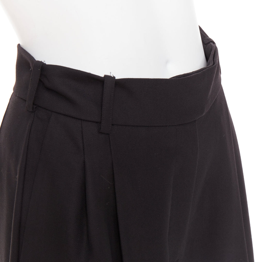 ALEXANDRE VAUTHIER COUTURE black wool blend dart pleat high waist wide leg pants