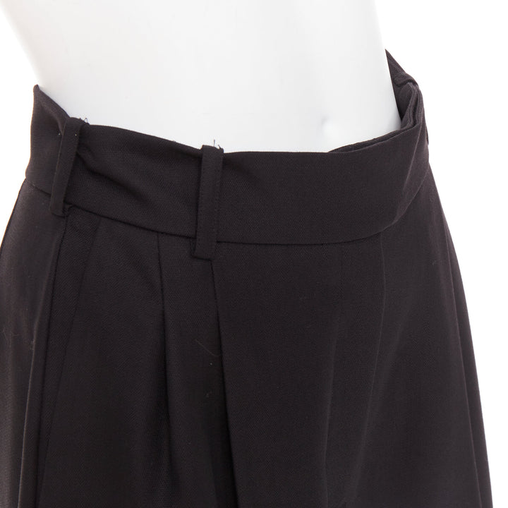 ALEXANDRE VAUTHIER COUTURE black wool blend dart pleat high waist wide leg pants