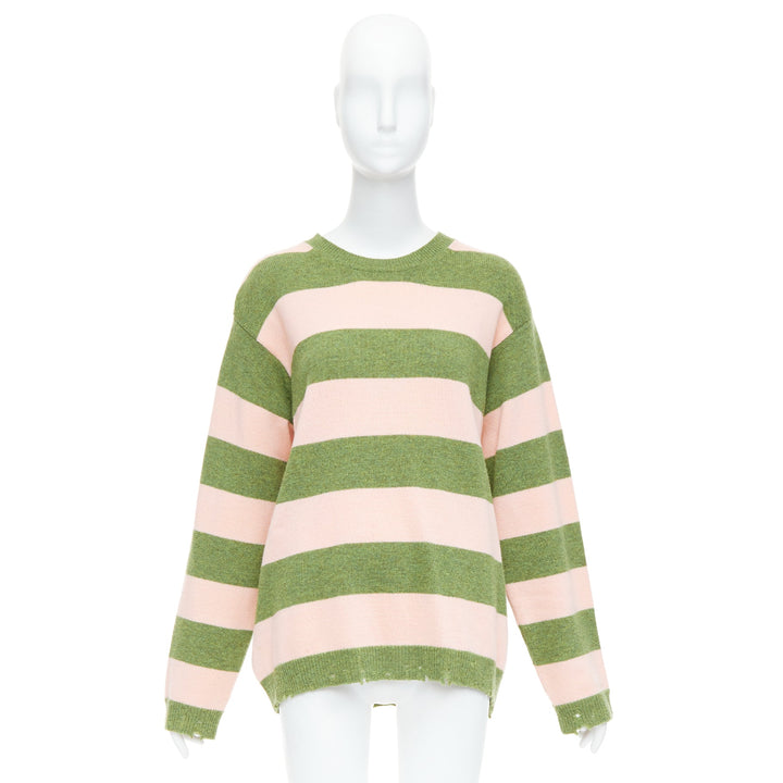 MARC JACOBS Grunge Sweater pink green distressed wool oversized sweater M