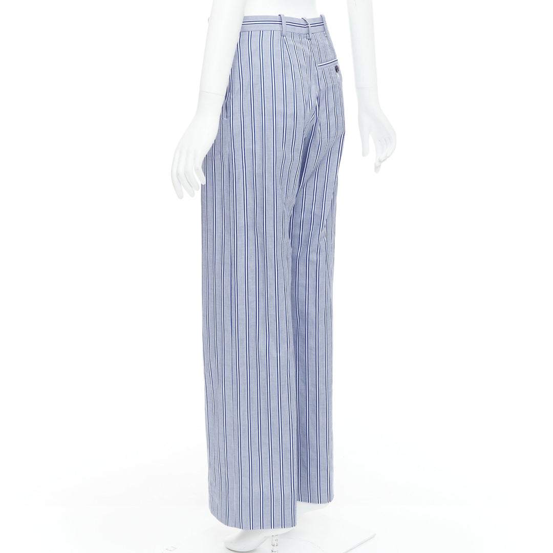 BALENCIAGA 2016 blue white striped cotton casual pajama pants FR34 XS