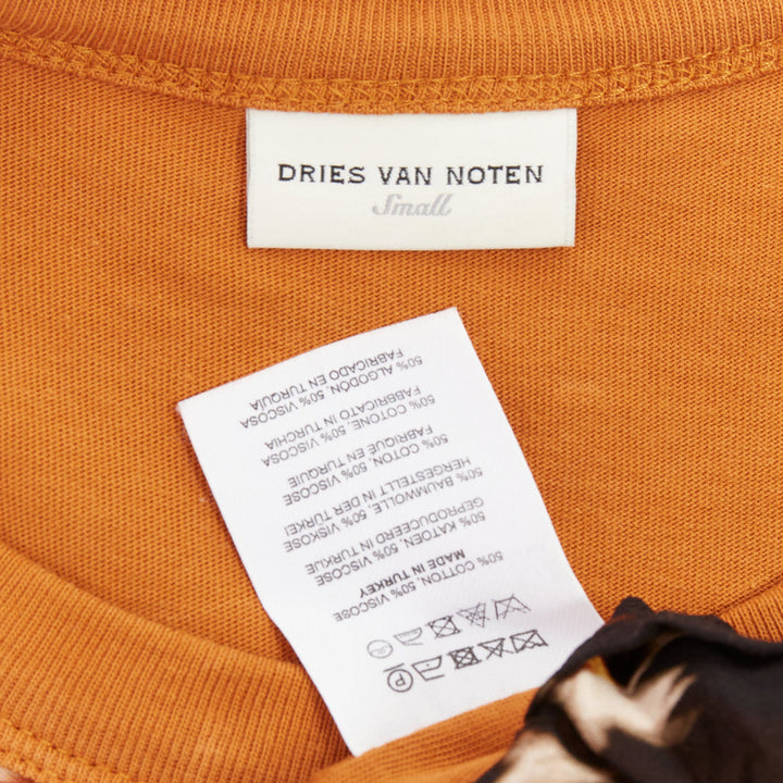 DRIES VAN NOTEN 2021 Hernet brown black cotton blurry floral cap sweater S