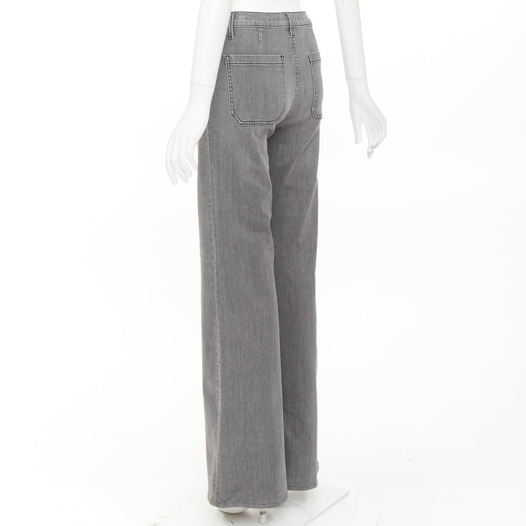 NILI LOTAN Florence grey washed denim patch pockets flare jeans 26"
