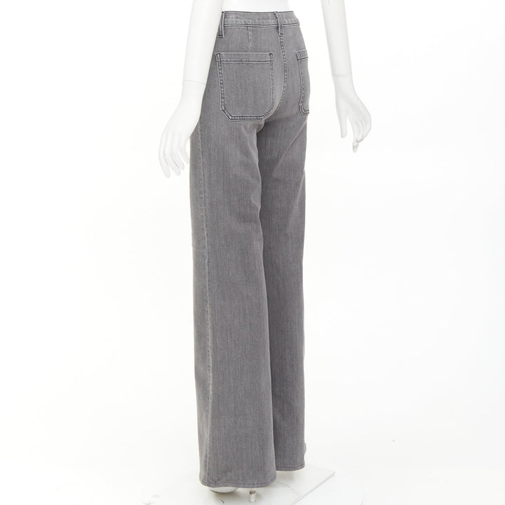NILI LOTAN Florence grey washed denim patch pockets flare jeans 26"