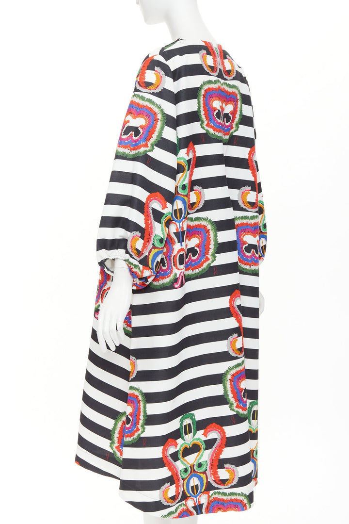 RIANNA AND NINA black white striped graphic print V-neck tent dress OS