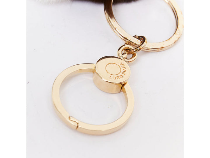 LORO PIANA 100% mink fur brown Rabbit bag charm keyring